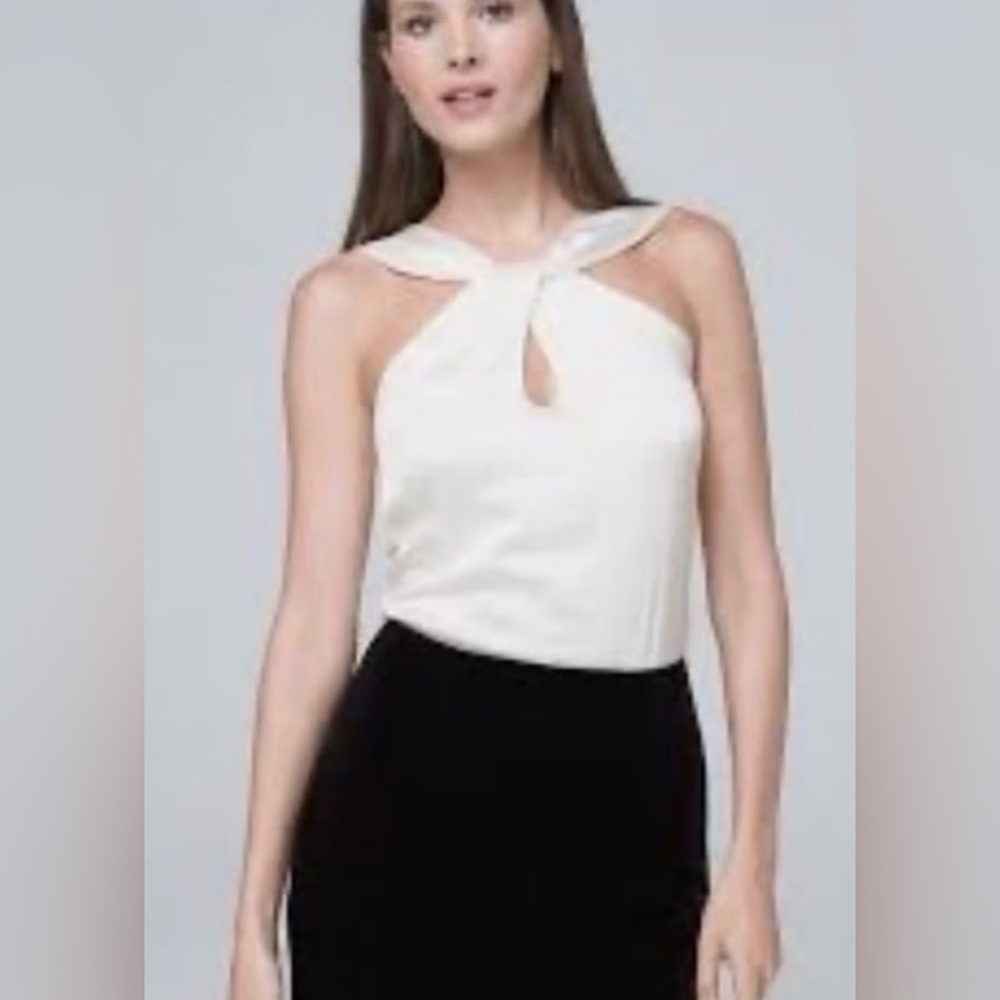White House Black Market satin top in white only size small
